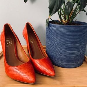 Red Snakeskin Pumps